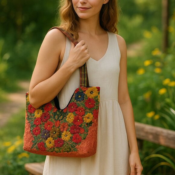 NWT Handmade Artisan Aztec Boho Shoulder Embroidered Floral Guatemalan Bag - Picture 1 of 15